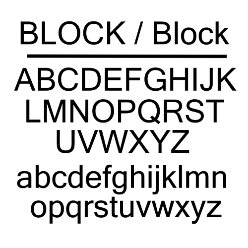 Display of a block-style font with both uppercase and lowercase letters.